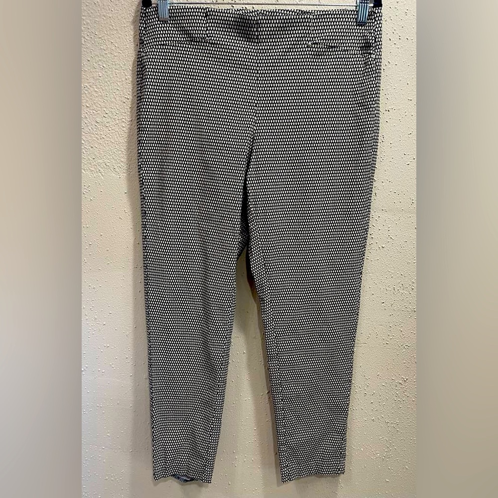 Rafaella Women's Tan Black Houndstooth Comfort Elastic Waist Distressed Pants; M